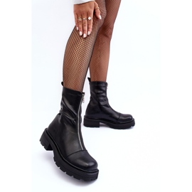Bottines En Cuir Pour Femme Avec Fermeture Éclair Noir Aravalur le noir 3