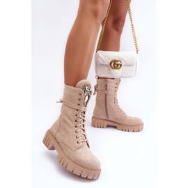 Bottines de travail en daim beige Marx avec décoration de bijoux 9