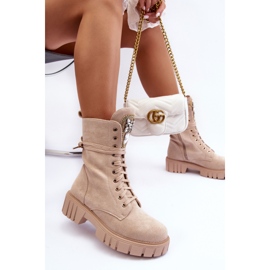 Bottines de travail en daim beige Marx avec décoration de bijoux 3