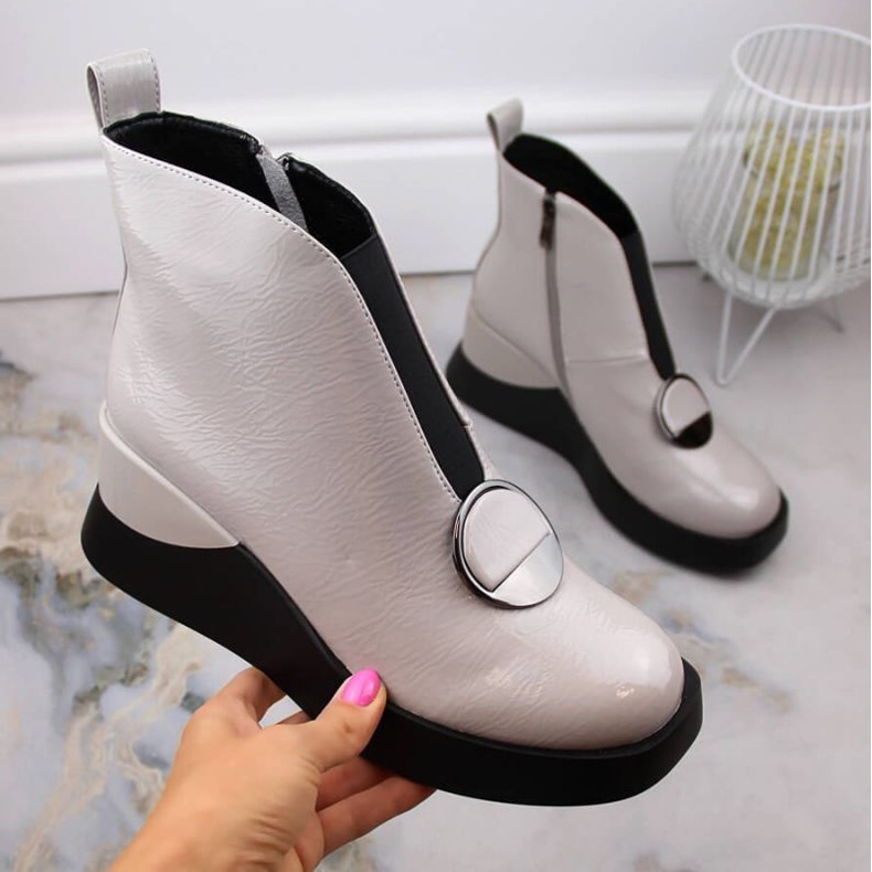 D&amp;A S.Barski Premium Collection W OLI228B bottes compensées grises 1