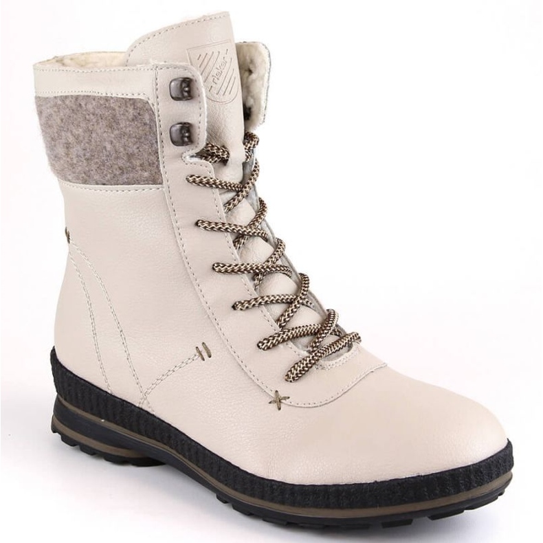 Bottes en cuir isolées confortables Rieker W RKR614, beige 1