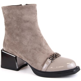 D&amp;A S.Barski Premium Collection W OLI231C bottines beiges à talon décoratif 1