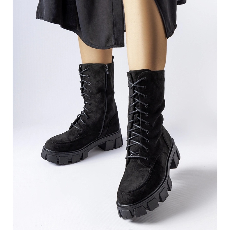 Travailleurs en éco-daim noir avec bande de roulement Ines le noir 1