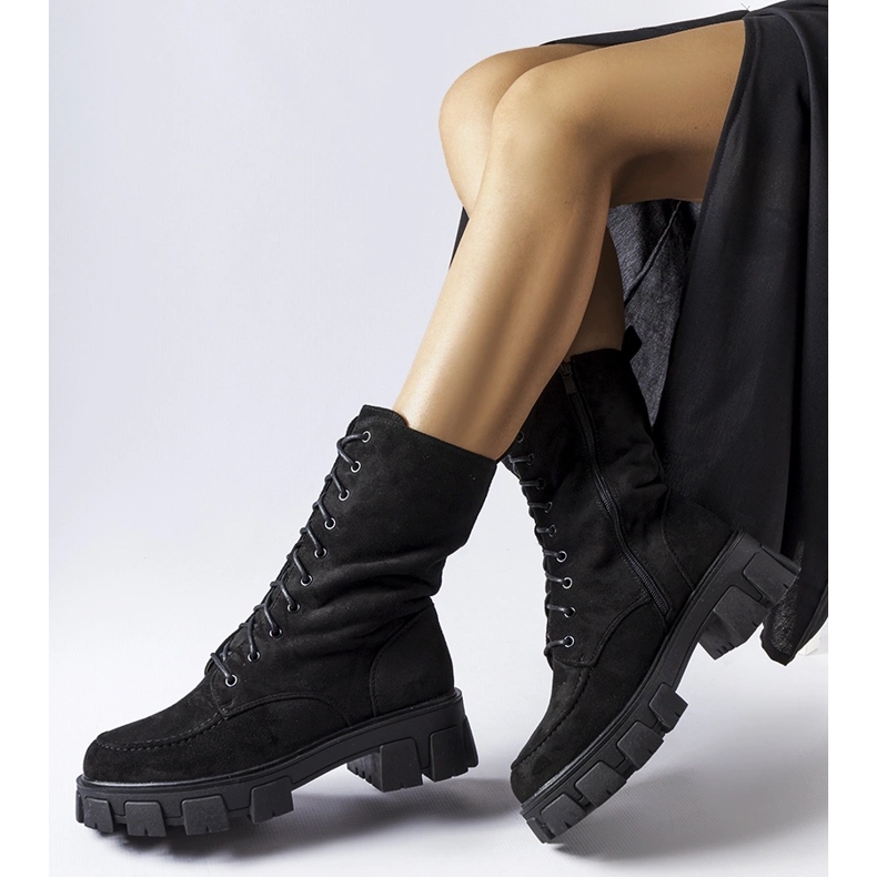 Travailleurs en éco-daim noir avec bande de roulement Ines le noir 2