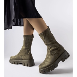 Bottines chaussettes en éco-daim vert par Pancrazio 1