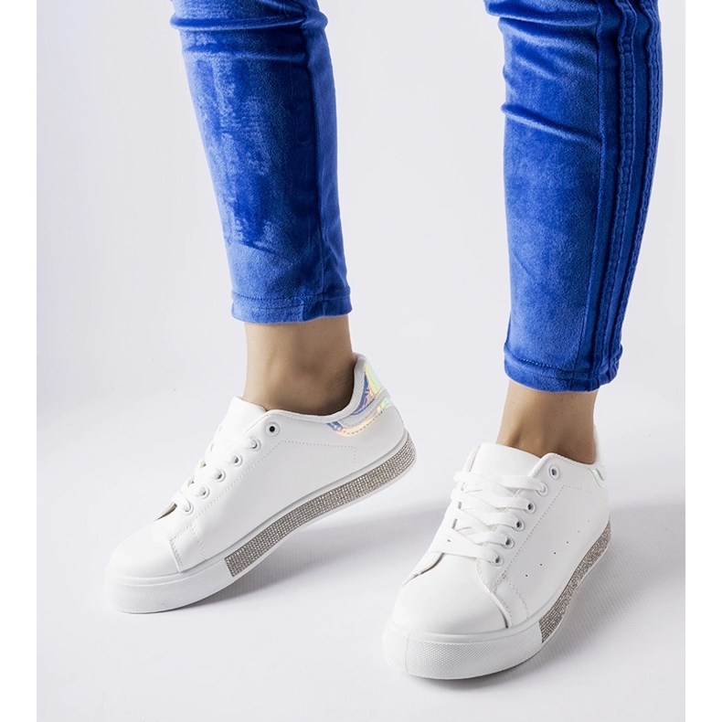 Baskets classiques blanches avec strass Dina 1