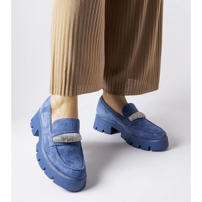 Mocassins bleus avec strass Macario 2 Mocassins bleus avec strass Macario 2