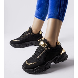 Inna Baskets noires avec accent Lodgeville doré le noir 2