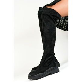 Cuissardes femme en daim noir le noir 4