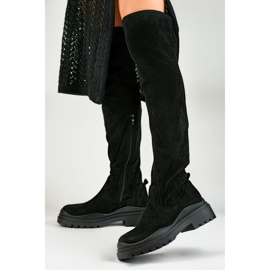 Cuissardes femme en daim noir le noir 2