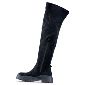 Cuissardes femme en daim noir le noir 3