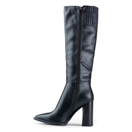 Bottes hautes noires pour femmes en éco-cuir le noir 1 Bottes hautes noires pour femmes en éco-cuir le noir 1