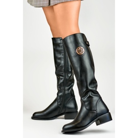 Bottines pour femmes avec fermeture éclair dorée le noir 6