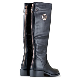 Bottines pour femmes avec fermeture éclair dorée le noir 5