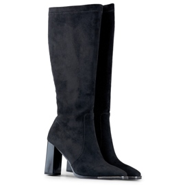Boots femme en daim noir à bout décoratif le noir 5