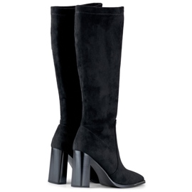 Boots femme en daim noir à bout décoratif le noir 6