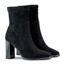 Bottines femme en daim à tige ajustée le noir 5