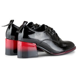Chaussures à lacets élégantes pour femmes avec un talon rouge noir 2