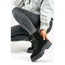Bottines workwear femme en daim noir à semelle épaisse le noir 5