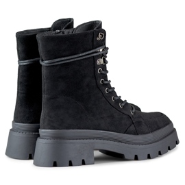 Bottines workwear femme en daim noir à semelle épaisse le noir 6
