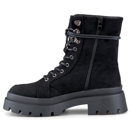 Bottines workwear femme en daim noir à semelle épaisse le noir 7