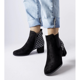 Bottines noires à talons bas, éco-daim Monte le noir 1