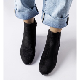 Bottines noires à talons bas, éco-daim Monte le noir 2