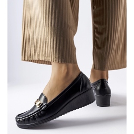 Mocassins noirs à boucles compensées Lerino le noir 1