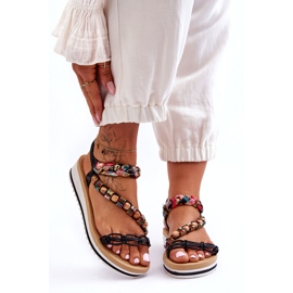 Sandales de coin femmes confortables avec des perles noires 3