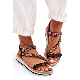 Sandales de coin femmes confortables avec des perles noires 1