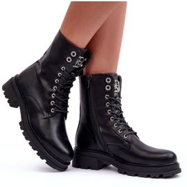 Bottes d'éco-cuir des femmes avec une décoration noire 3