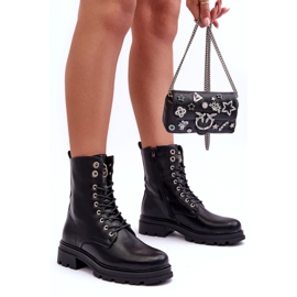 Bottes d'éco-cuir des femmes avec une décoration noire 2