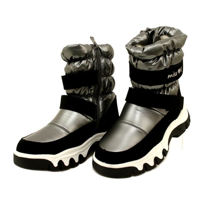 Bottes de neige imperméables pour enfants Miss Evento 23Dz23-6578 Gris-Noir 3