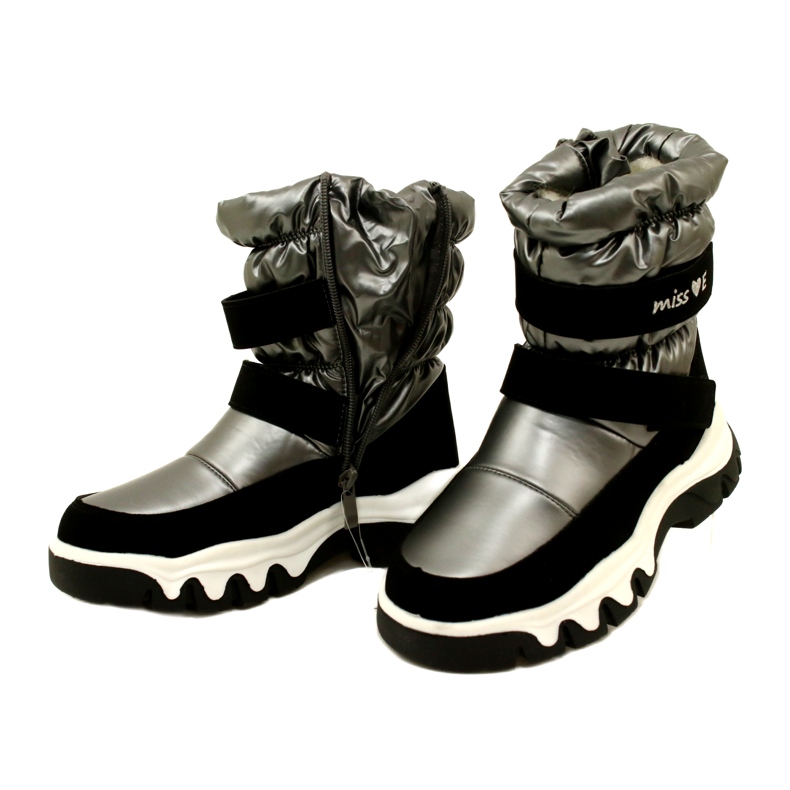 Bottes de neige imperméables pour enfants Miss Evento 23Dz23-6578 Gris-Noir 4