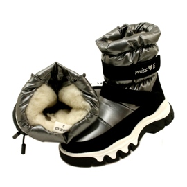 Bottes de neige imperméables pour enfants Miss Evento 23Dz23-6578 Gris-Noir le noir 5