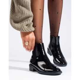 TRENDI Bottines Chelsea laquées élégantes le noir 1