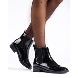 TRENDI Bottines Chelsea laquées élégantes le noir 2