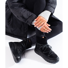 Bottines de neige femme en cuir noir Vinceza le noir 1