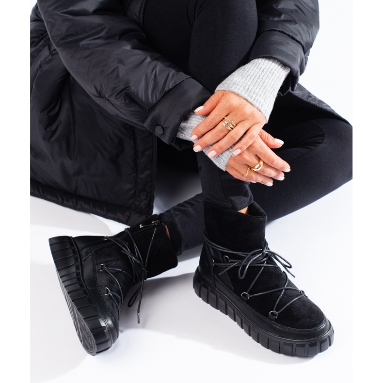 Bottines de neige femme en cuir noir Vinceza 1