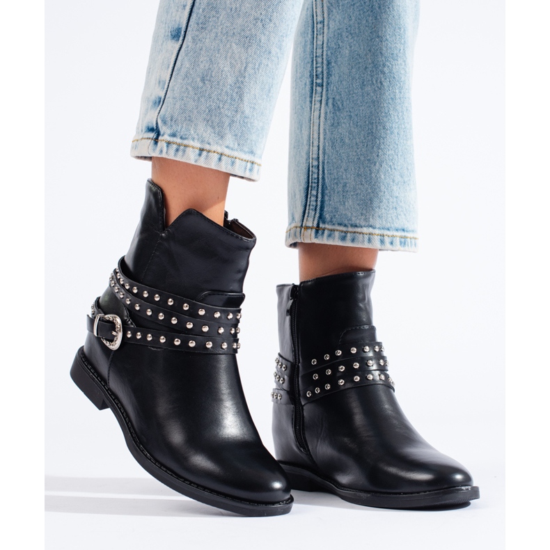 Bottines noires Shelovet avec coin caché le noir 1
