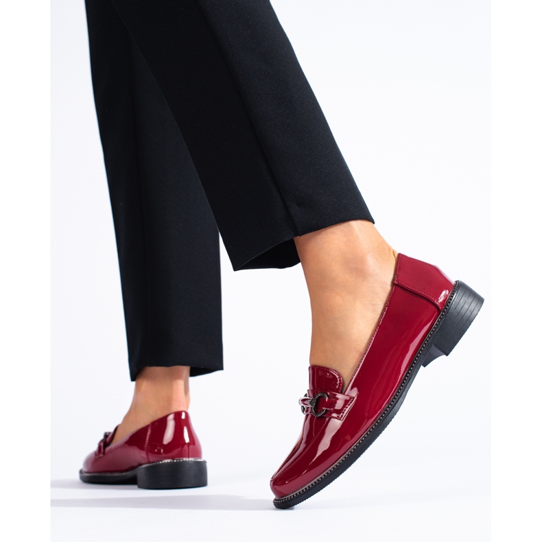 Mocassins femme Shelovet vernis bordeaux rouge 1