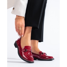 Mocassins femme Shelovet vernis bordeaux rouge 2