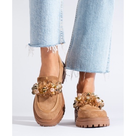 Mocassins en daim beige pour femmes de Shelovet 1