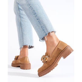 Mocassins en daim beige pour femmes de Shelovet 3