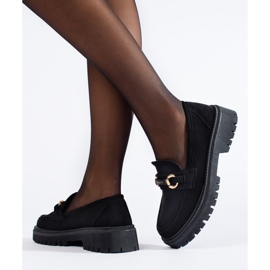 Mocassins pour femmes en daim noir de Shelovet le noir 3