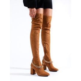 Cuissardes en daim Shelovet camel brun 1