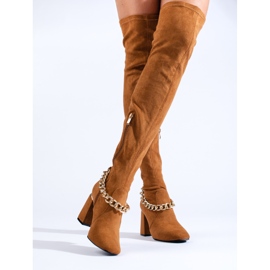 Cuissardes en daim Shelovet camel brun 2