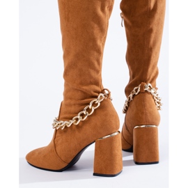Cuissardes en daim Shelovet camel brun 3