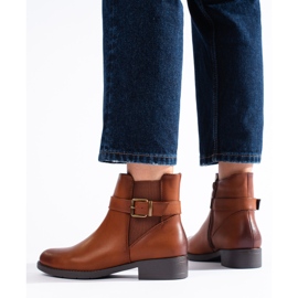 Bottines femme camel avec insert en caoutchouc Shelovet brun 5