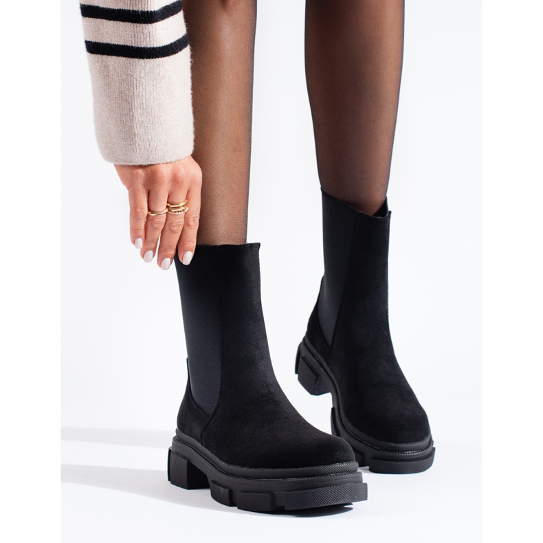 Bottines en daim noir Shelovet le noir 1